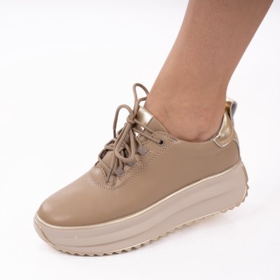 Pantofi Sport Piele Naturala Liege Khaki