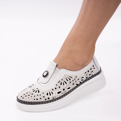 Pantofi Piele Naturala Lunet White