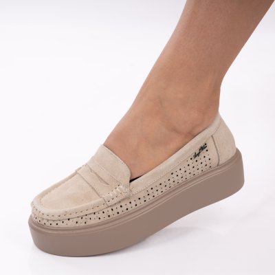 Pantofi Piele Naturala Selvy Beige