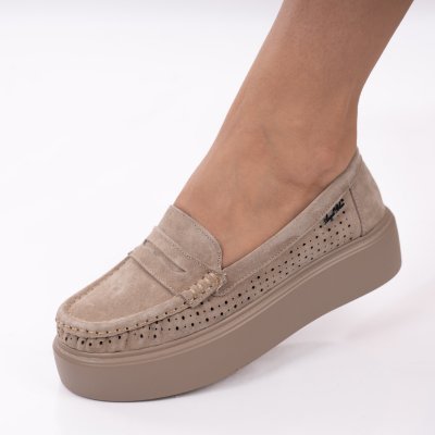 Pantofi Piele Naturala Selvy Khaki