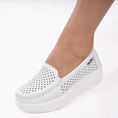Pantofi Piele Naturala Talyn White