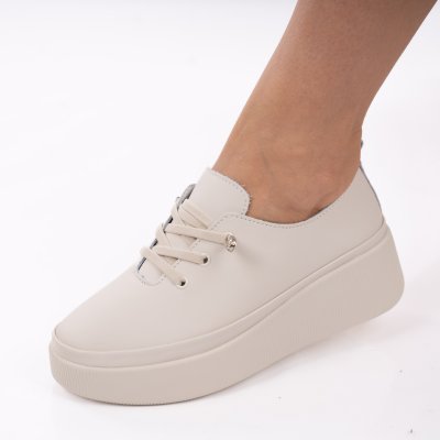 Pantofi Sport Piele Naturala Velisa Beige