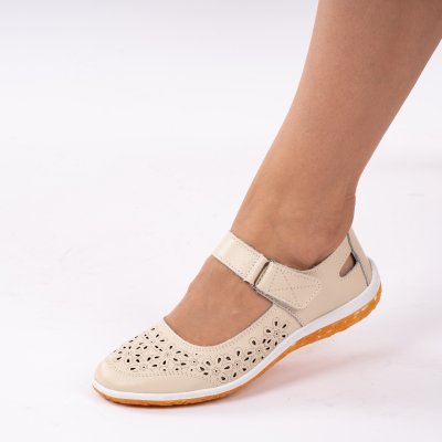 Pantofi Piele Naturala Akmar Beige