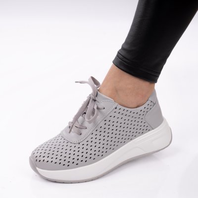 Pantofi Sport Piele Naturala Vireya Grey