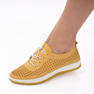 Pantofi Piele Naturala Helga Yellow
