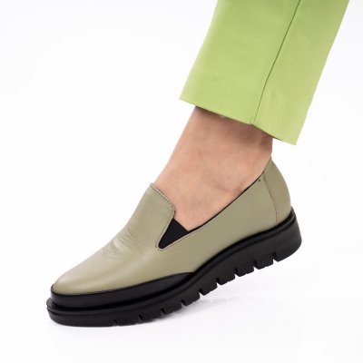 Pantofi Piele Naturala Aveline Avocado