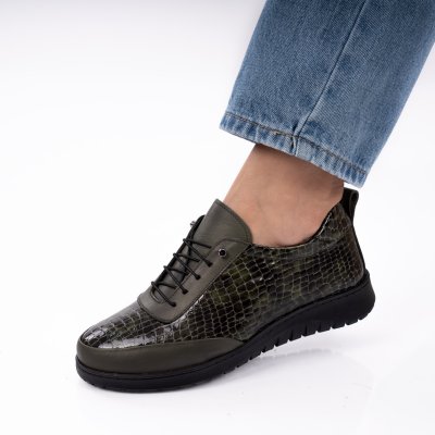 Pantofi Piele Naturala Delise2 Green