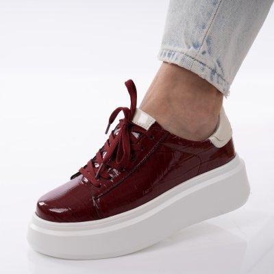 Pantofi Sport Piele Naturala Elsin Bordo