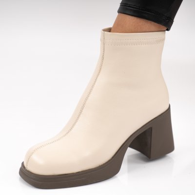 Botine Piele Naturala Janelis Beige