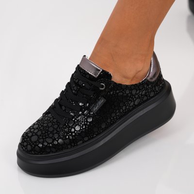 Pantofi Sport Piele Naturala Ginova Black