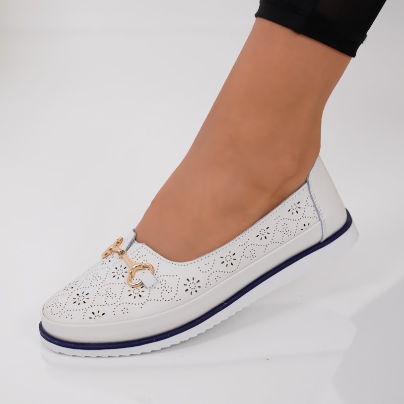 Pantofi Piele Naturala Nariam White
