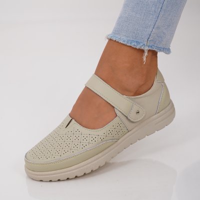 Pantofi Piele Naturala Fiugi Beige