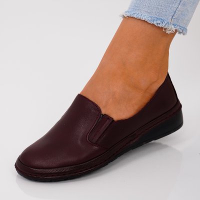 Pantofi Piele Naturala Fresas M2 Bordo