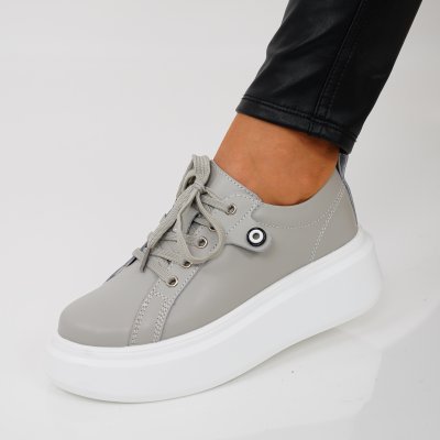 Pantofi Sport Piele Naturala Andra Grey