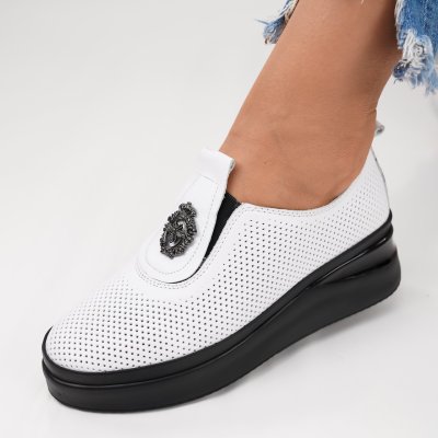 Pantofi Piele Naturala Isador3 White