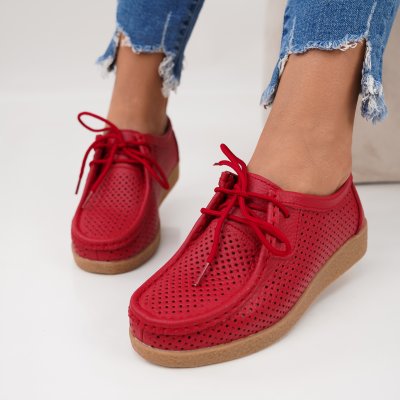Pantofi Piele Naturala Esen10 Red