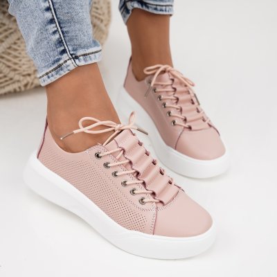 Pantofi Sport Piele Naturala Limone Pink