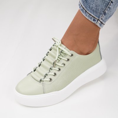 Pantofi Sport Piele Naturala Limone Green