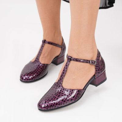 Pantofi Cu Toc Piele Naturala Fredie2 Purple