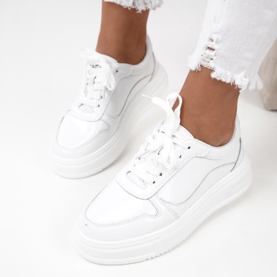 Pantofi Sport Piele Naturala Setif White
