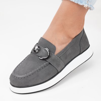 Pantofi Piele Naturala Amanze Grey
