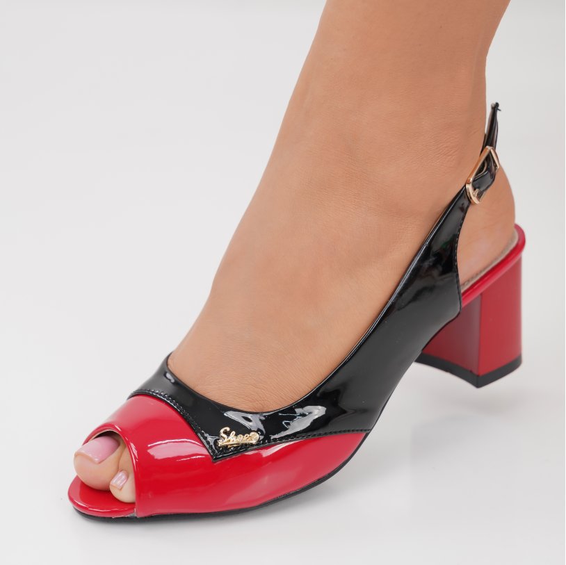 Pantofi Cu Toc Casandra Black Red