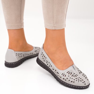 Pantofi Piele Naturala Perla Grey