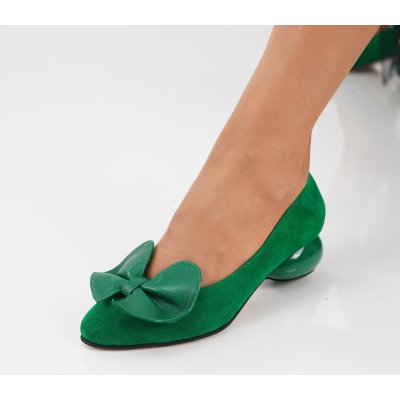 Pantofi Cu Toc Piele Naturala Tissi Green