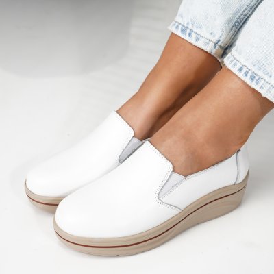 Pantofi Piele Naturala Resto White