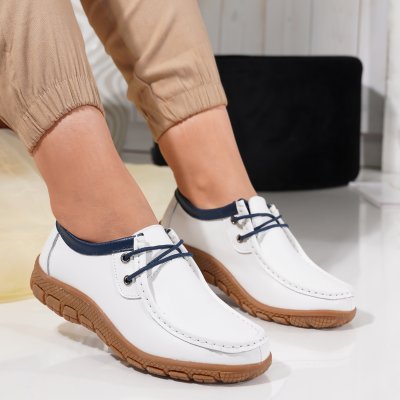 Pantofi Piele Naturala Ellen2 White 