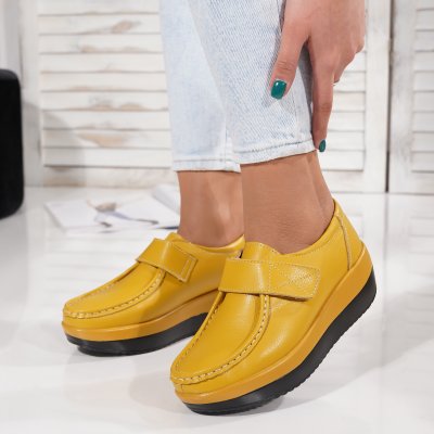 Pantofi Piele Naturala Sole4 Yellow