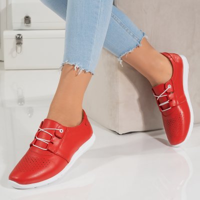 Pantofi Piele Naturala Isra Red