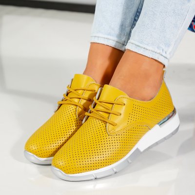 Pantofi Piele Naturala Zenit Yellow