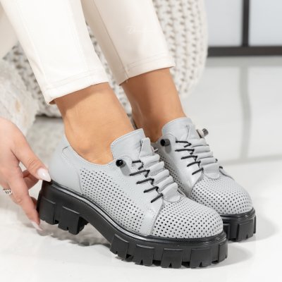 Pantofi Piele Naturala Kira Grey