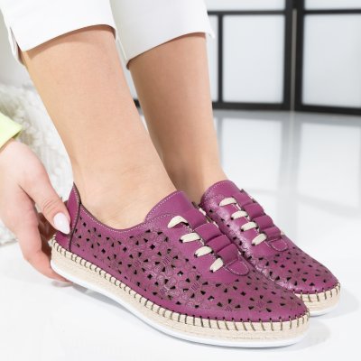 Pantofi Piele Naturala Priene Purple