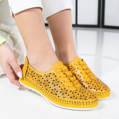Pantofi Piele Naturala Priene Yellow