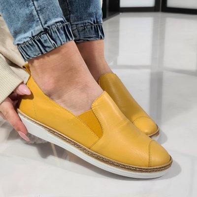 Pantofi Piele Naturala Attis Yellow