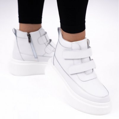 Ghete Piele Naturala Anelise White